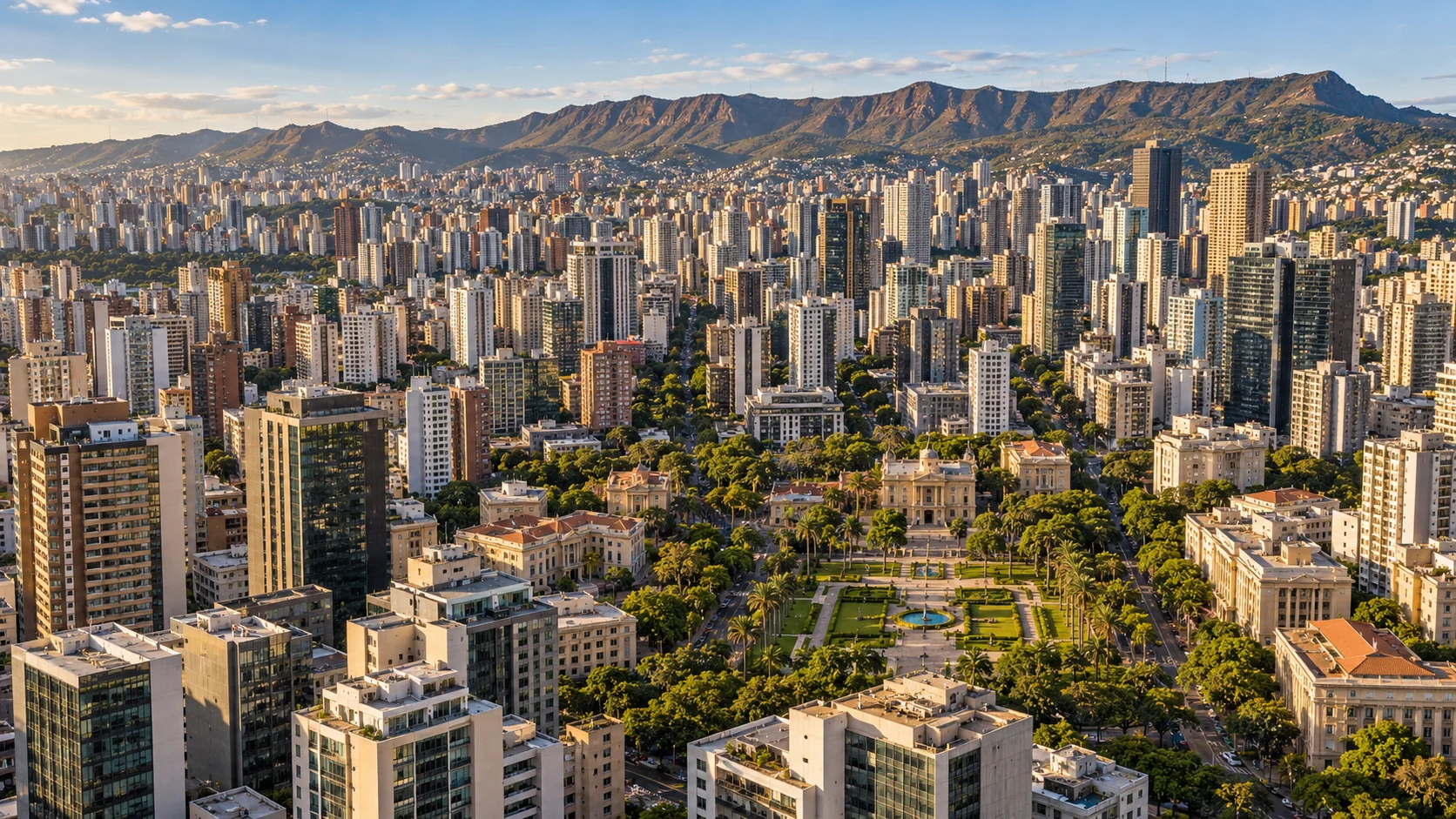 Panorama gerado inspirado no centro de Belo Horizonte e na Serra do Curral