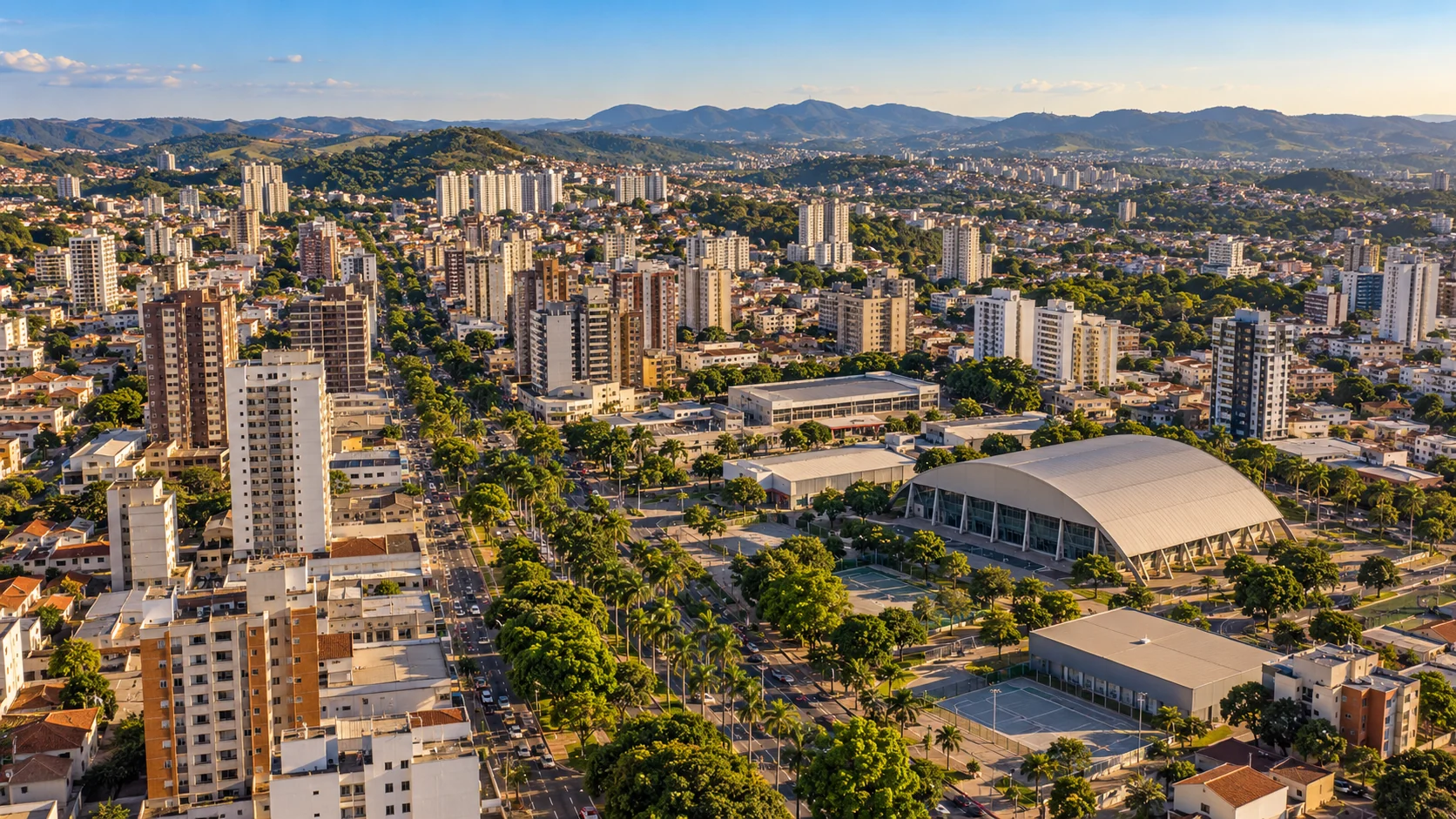 Panorama gerado inspirado na área central e no polo esportivo de Betim